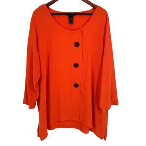 Ali Miles Plus Size 2X Orange Blouse Shirt Top Wearable Art Harvest Thnksgiving